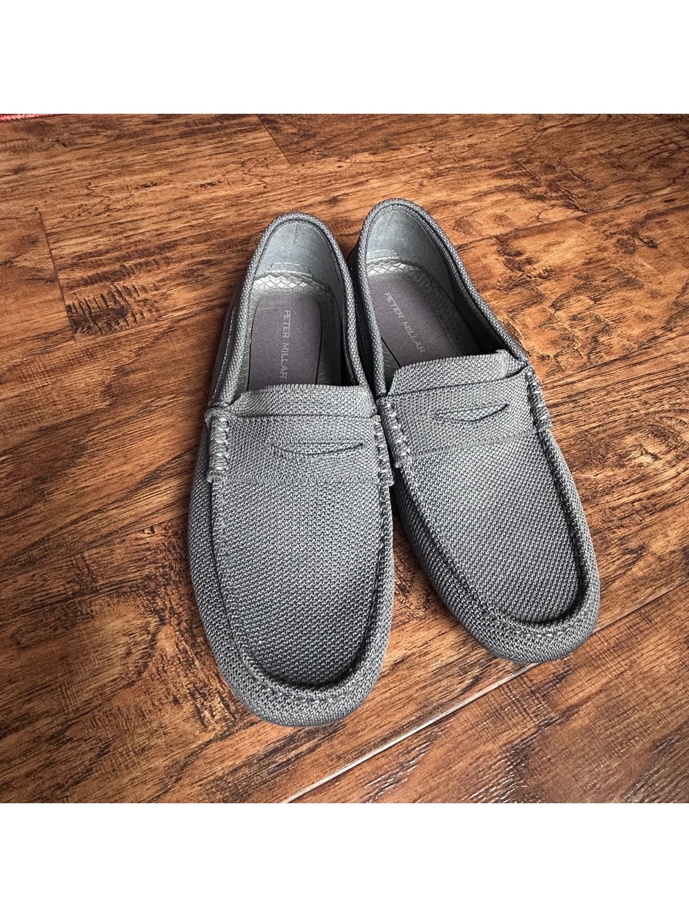 Men’s Peter Millar Cruise Knit Driver Loafers – Iron Gray – Size 10